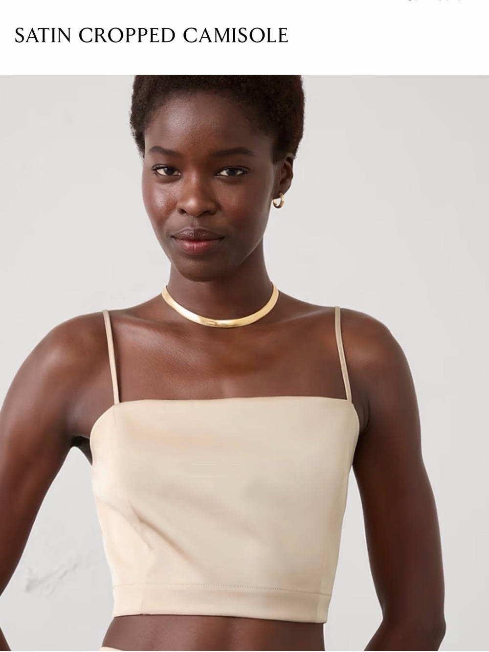 Banana Republic Satin Cropped Camisole in Cream